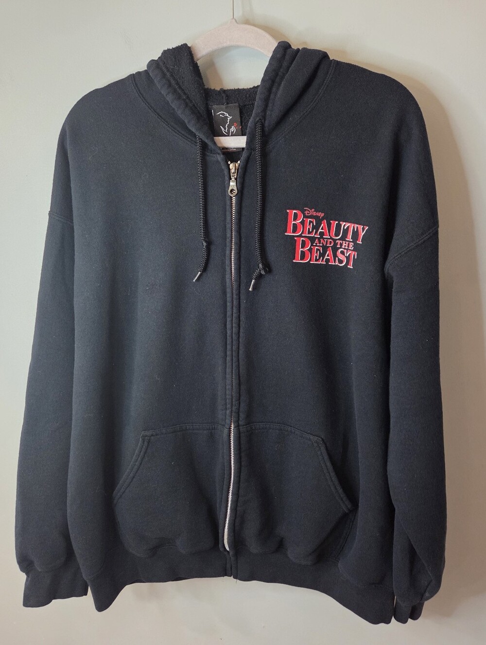 Disney Beauty And The Beast Broadway Musical Hoodie Rare Y2K Mens XL Black Zip